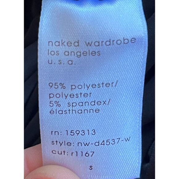 NWT  NAKED WARDROBE Black Rusched Bodycon Maxi Dress  Women's Size Small - Picture 5 of 10